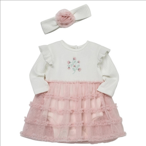 Little Me|Baby Girl|Pink Tulle Dress And Matching Head Band